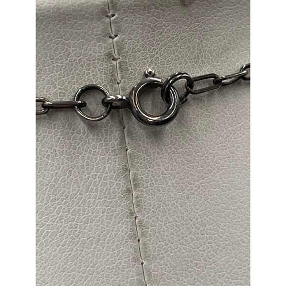 Sterling Silver 925 Artisan Made Chain Center Hematite Bead Accent Necklace - Picture 5 of 11